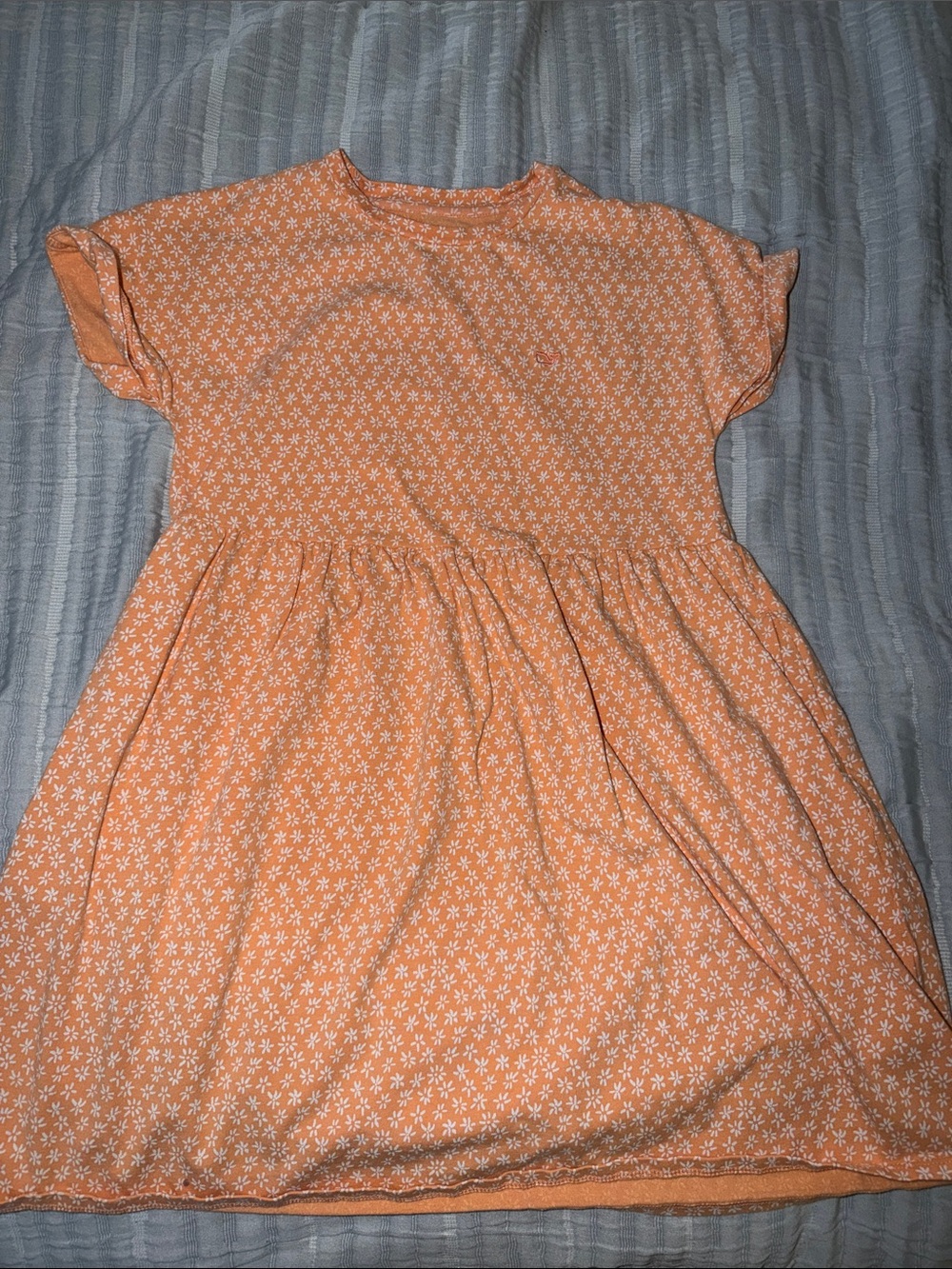 Vineyard Vines Orange Floral Short-Sleeve Girls' Dress